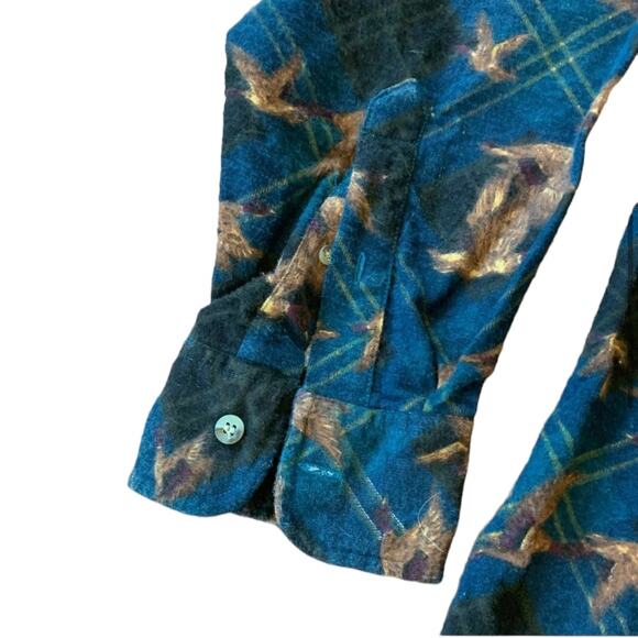 VTG 80s IZOD Redhead duck black‎ & blue plaid flannel 100% cotton shirt XL - Picture 7 of 10